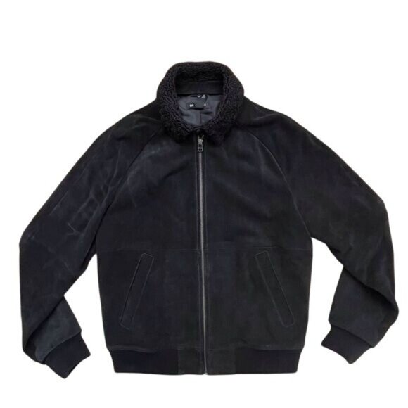 BP. x Alex Costa Fleece Collar Suede Bomber Jacket - Picture 1 of 6